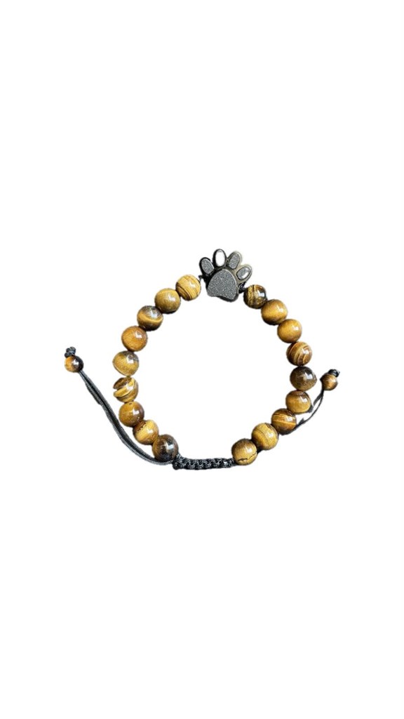 Foto 1 Pulsera unisex con cuentas de ojo de tigre y huella — Siempre contigo