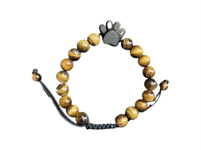 Pulsera unisex con cuentas de ojo de tigre y huella — Siempre contigo