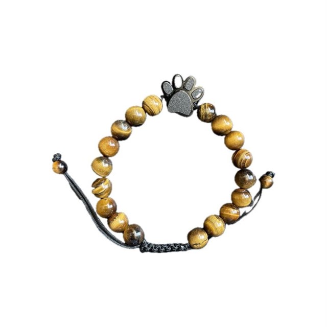 Pulsera unisex con cuentas de ojo de tigre y huella — Siempre contigo