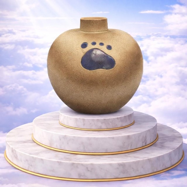 Urna conmemorativa de cerámica con huella