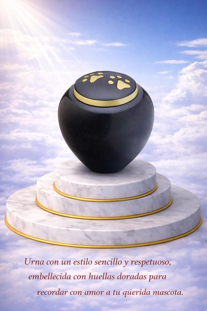 Foto 1 Urna conmemorativa de diseño elegante con huellas doradas – gama alta