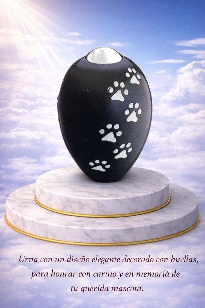 Foto 1 Urna conmemorativa decorada con huellas.